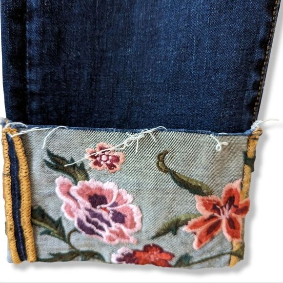Driftwood Jeans Colette Cuffed Boho Floral Embroidered Jeans‎ women's sz … - Picture 9 of 16